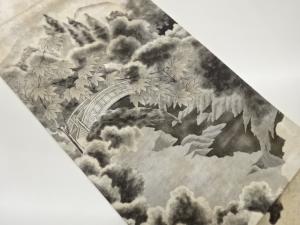 金彩手描き橋に風景模様袋帯